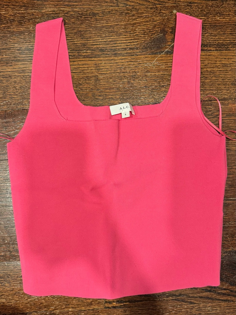 A.L.C. Hot Pink Square Neck Crop Top